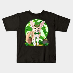 Fennec Fox St. Patricks Day Irish Leprechaun Kids T-Shirt